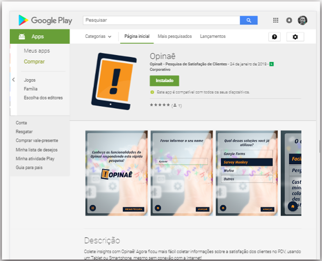 Como baixar o Aplicativo Opinaê na Play Store